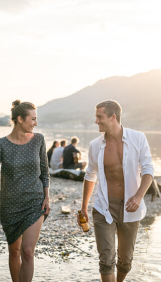 Friends out for a walk by Lake Attersee